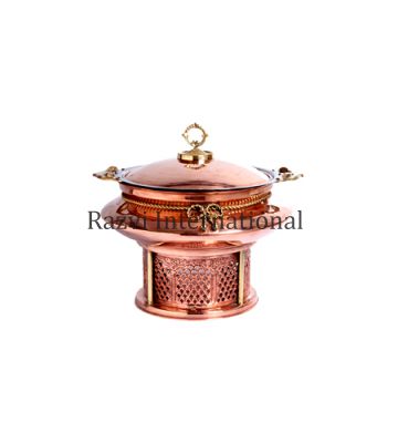 COPPER CHAFING DISH
Item Code: SR 495
Finish: Polished
Material: Copper & Brass
Keywords: COPPER CHAFING DISH