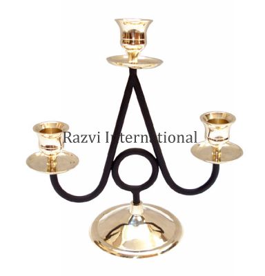 3 CANDLES HOLDER 
Item Code: A 1369
Finish: Polished & Antique
Material: Brass
Keywords: FINE CANDLES HOLDER