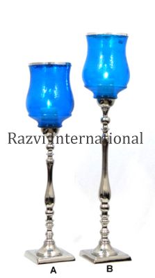 SQUARE BASE CANDLE HOLDER-1
Item Code: A 604-1 (A,B)
Finish: Nickel & Turquoise Glass
Material: Aluminium & Glass
Keywords: svečniki in svečnik