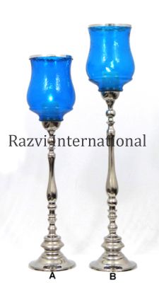 LARGE CANDLE HOLDER-1
Item Code: A 605-1 (A,B)
Finish: Nickel & Turquoise Glass
Material: Aluminium & Glass
Keywords: kandelabrum va shamchiroq