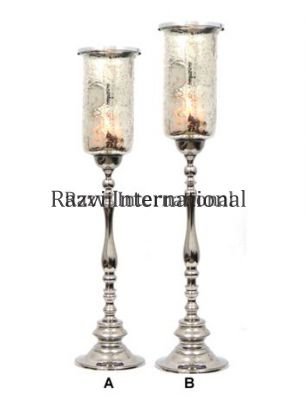 TALL CANDLE HOLDER-1
Item Code: A 692-1 (A,B)
Finish: Nickel & Antique Silver Glass
Material: Aluminium & Glass
Keywords: ທຽນແລະທຽນ