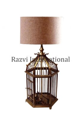 BIRD CAGE LIGHTING 
Item Code: RH 242
Finish: Antique
Material: Brass & Fabric
Keywords: BIRD CAGE LIGHTING