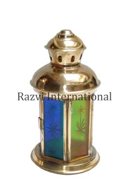 SMALL BRASS LANTERN
Item Code: A 1142
Finish: Polished & Multi Color Glass 
Material: Brass & Glass
Keywords: SMALL BRASS LANTERN
