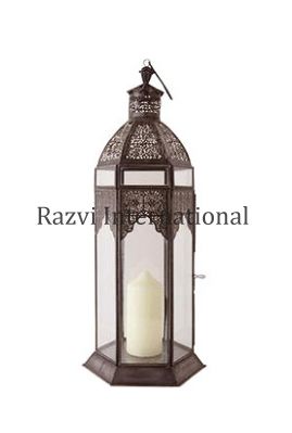 LARGE HEXAGONAL LANTERN 
Item Code: A 1186
Finish: Antique & Clear Glass 
Material: Iron & Glass

Keywords: LARGE HEXAGONAL LANTERN
