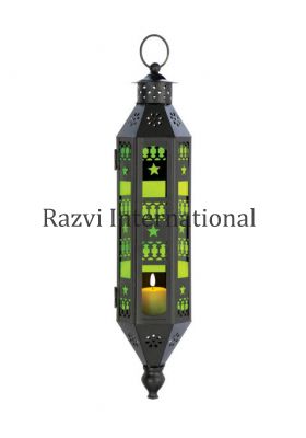 HANGING CANDLE LANTERN
Item Code: A 1187
Finish: Antique & Lime Glass 
Material: Iron & Glass
Keywords: HANGING CANDLE LANTERN