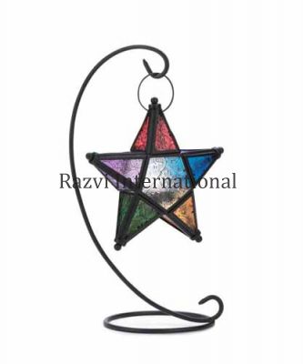 STAR WITH STAND
Item Code: A 1211-2
Finish: Zinc Antique & Multi Color Glass  
Material: Iron & Glass
Keywords: STAR WITH STAND