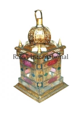 SQUARE MOROCCAN LANTERN
Item Code: A 1238
Finish: Brass Antique & Multi Color Glass
Material: Iron & Glass
Keywords: SQUARE MOROCCAN LANTERN