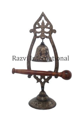 TABLE BELL WITH HAMMER
Item Code: A 882
Finish: Antique
Material: Brass & Wood
Keywords: RUSSIA