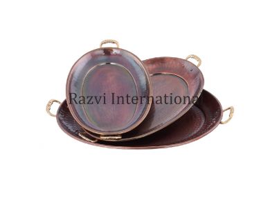 TRAY SET
Item Code: SR 118
Finish: Copper Antique
Material: Brass
Keywords: TRAY SET
