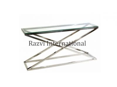CONSOLE TABLE
Item Code: RF 1242
Finish: Polished
Material: Stainless Steel & Glass

Keywords: CONSOLE TABLE