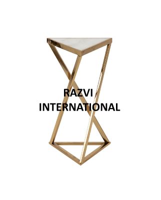 TRIANGLE SIDE TABLE
Item Code: RF 275
Finish: Polished Brass 
Material: Stainless Steel & Stone
Keywords: Triangle Side Table