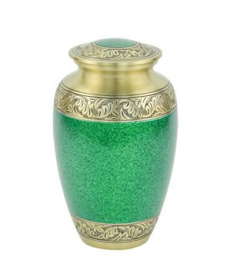 GREEN URN
Item Code: CP 1601
Finish: Antique & Green Stone 
Material: Brass
Keywords: GREEN URN