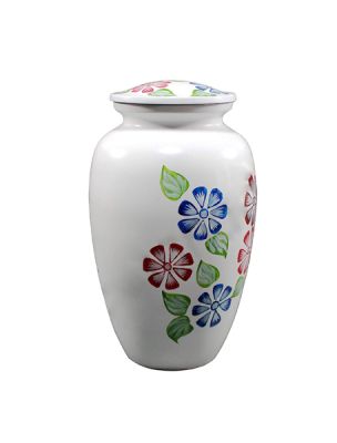FLOWER URN
Item Code: CP 4001
Finish: White & Flowers 
Material: Aluminium
Keywords: FLOWER URN