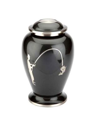 FISH HUNTING URN
Item Code: CP 1631
Finish: Balck Pewter 
Material: Brass
Keywords: FISH HUNTING URN