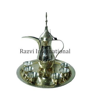NICKEL DALLAH SET
Item Code: SR 249
Finish: Nickel 
Material: Brass
Keywords: NICKEL DALLAH SET