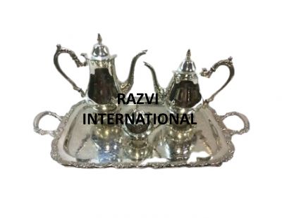 TEA SET
Item Code: SR 3186
Finish: Silver
Material: Brass
Keywords: TEA SET