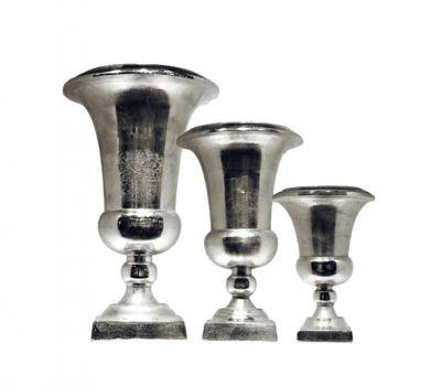 URN PLANTERS
Item Code: A 1686-A,B,C
Finish: Nickel
Material: Aluminium
Keywords: URN PLANTERS