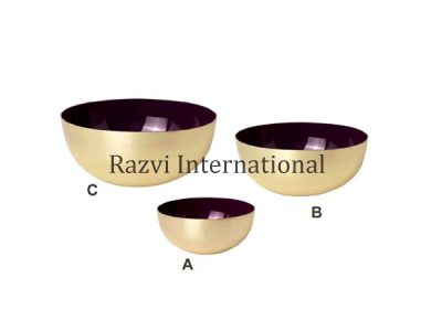 DARK RED BOWLS
Item Code: SR 1275-1/A,B,C
Finish: Brass & Dark Red Enamel
Material: Aluminium
Keywords: DARK RED BOWLS