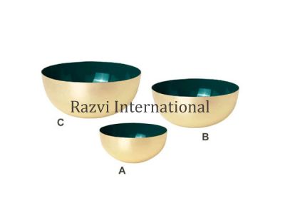 DARK GREEN BOWLS
Item Code: SR 1275-2/A,B,C
Finish: Brass & Dark Green Enamel
Material: Aluminium
Keywords: DARK GREEN BOWLS
