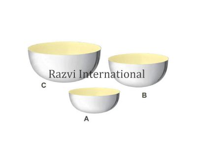 LIGHT YELLOW BOWLS
Item Code: SR 1275-4/A,B,C
Finish: Nickel & Light Yellow Enamel
Material: Aluminium
Keywords: LIGHT YELLOW BOWLS