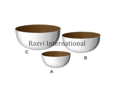 BROWN BOWLS
Item Code: SR 1275-7/A,B,C
Finish: Nickel & Brown Enamel
Material: Aluminium
Keywords: BROWN BOWLS
