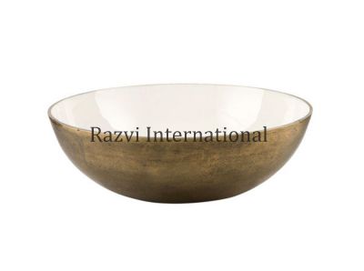 LARGE WHITE BOWL
Item Code: SR 1288-1
Finish: Brass Antique & White Enamel
Material: Aluminium

Keywords: LARGE WHITE BOWL