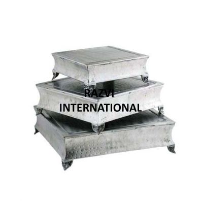SQUARE CAKE STAND SET
Item Code: SR 2957-A,B,C
Finish:Antique
Material: Aluminium
Keywords: SQUARE CAKE STAND SET