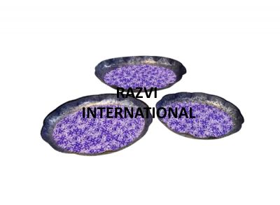 TRAY SET
Item Code: SR 3077-A,B,C
Finish: Stone & Indigo Enamel
Material: Aluminium
Keywords: TRAY SET