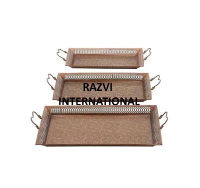 IRON TRAY SET
Item Code: SR 2639
Finish: Rustic Gold
Material: Iron
Keywords: IRON TRAY SET