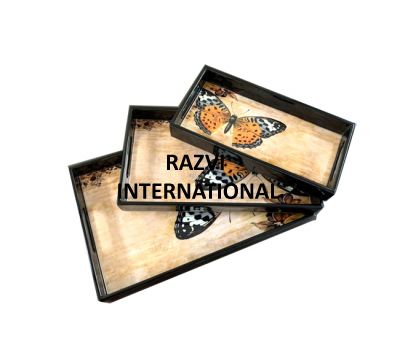 TRAY SET
Item Code: SR 3212
Finish: Butterfly Enamel
Material: Wood 
Keywords: TRAY