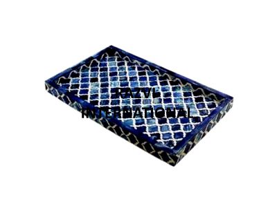 ENAMEL TRAY 
Item Code: SR 3241
Finish: Blue Enamel
Material: Wood 
Keywords: ENAMEL TRAY