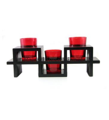 VOTIVE STAND
Item Code: RF 428
Finish: Polished With Red Glass 
Material: Wood & Glass
Keywords: VOTIVE STAND